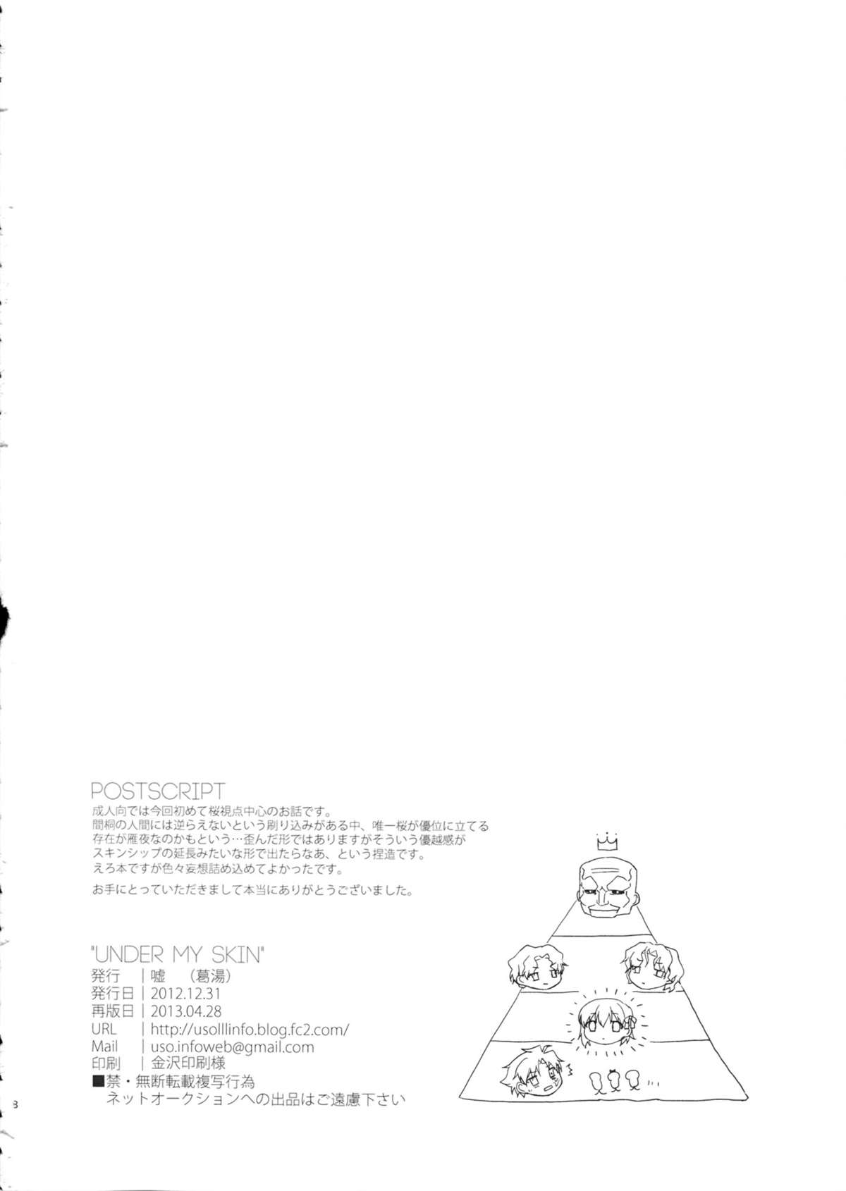 (COMIC1☆7) [嘘 (葛湯)] UNDER MY SKIN (Fate/Zero)