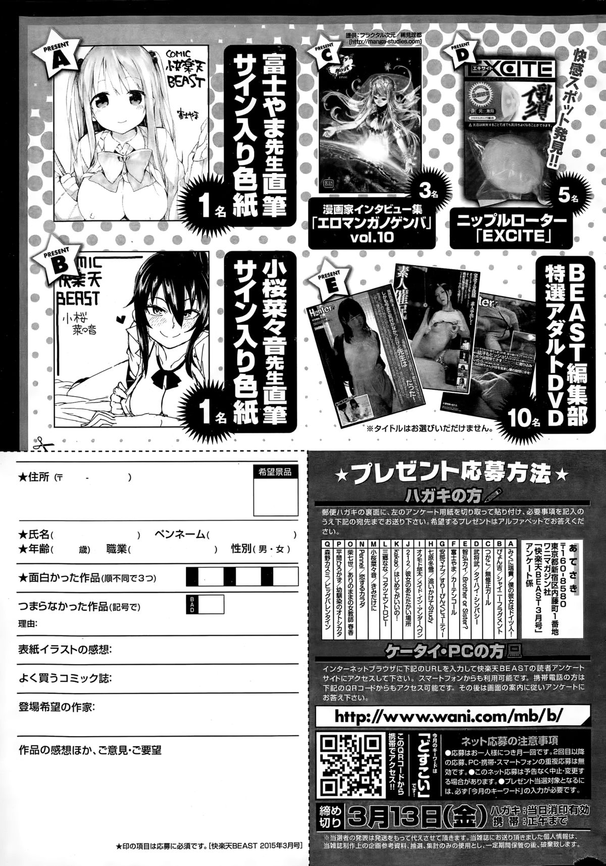 COMIC快楽天ビースト 2015年3月号