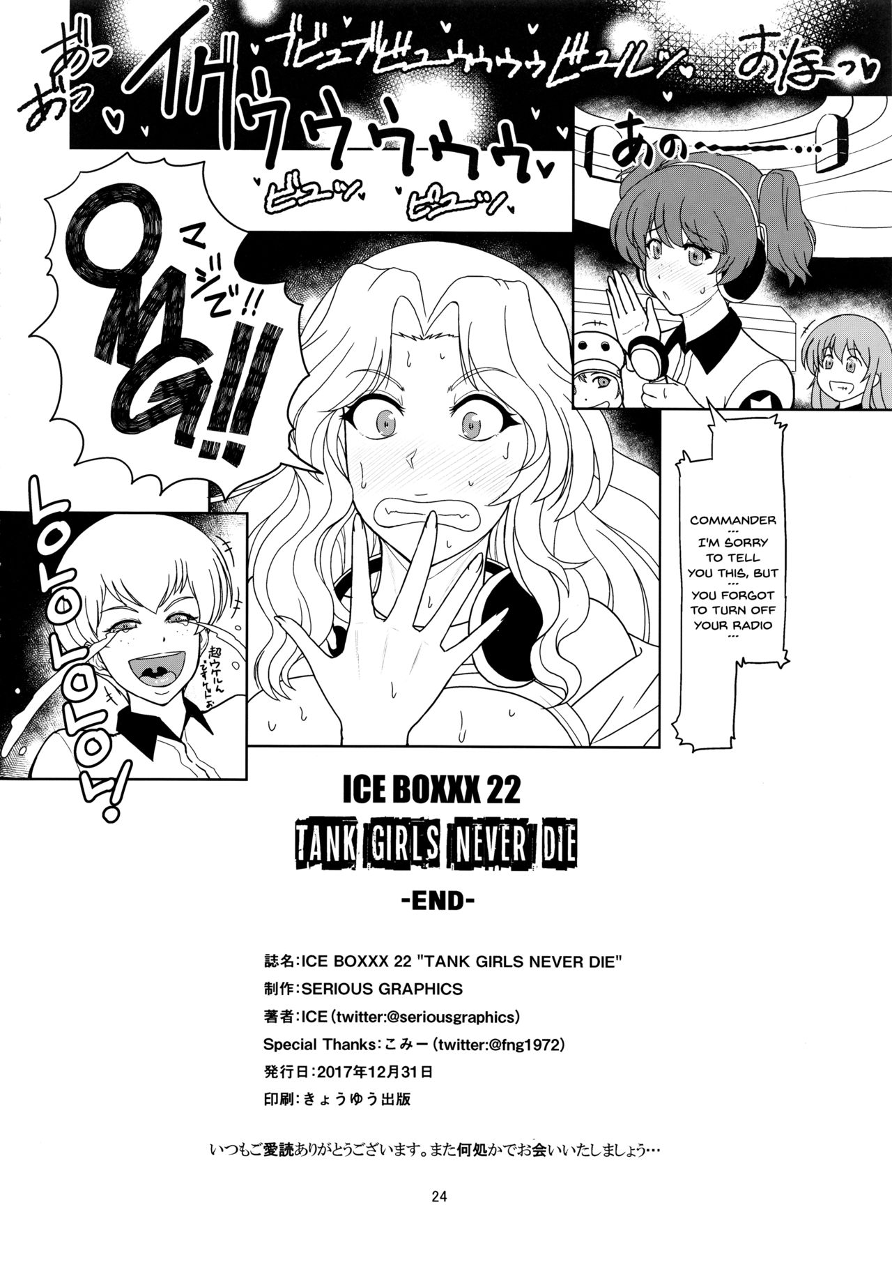 (C93) [SERIOUS GRAPHICS (ICE)] ICE BOXXX 22 "TANK GIRLS NEVER DIE" (ガールズ&パンツァー) [英訳]