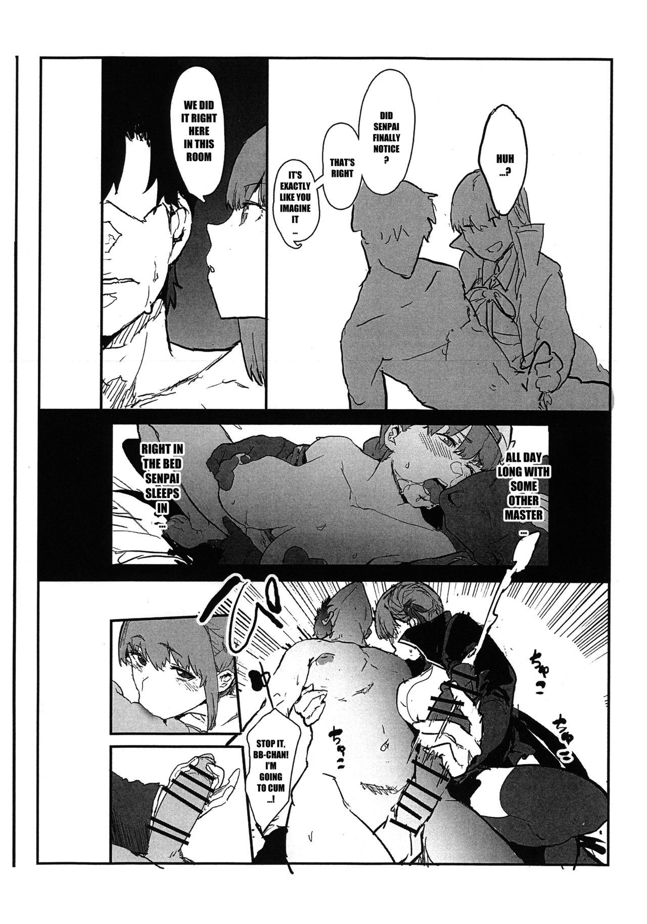 (COMIC1☆15) [んほぉおおおぉおおおおおお♥おっ♥おっ♥ (おおさわらさだお)] BBちゃんの寝取らせ映像を見ながらオナサポしてもらう本 (Fate/Grand Order) [英訳]