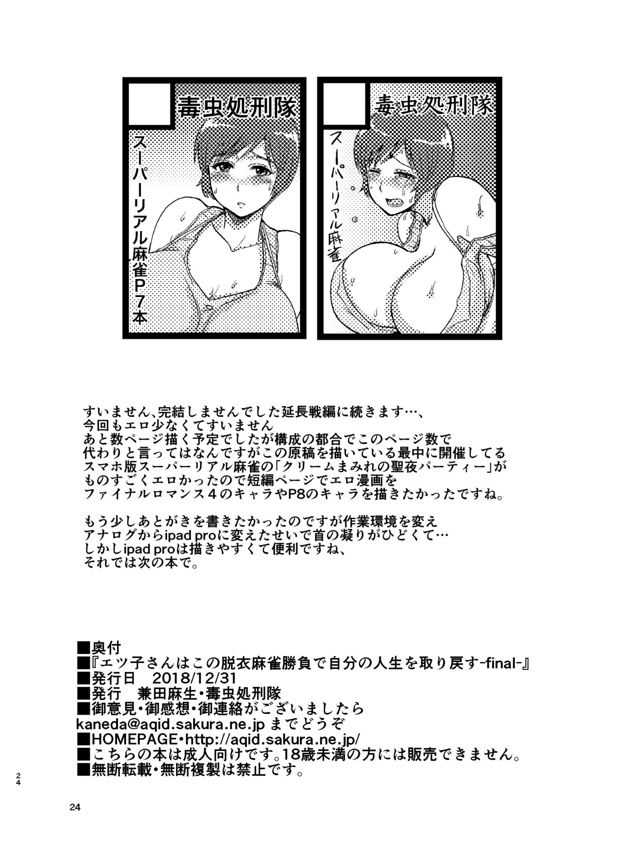 [毒虫処刑隊 (兼田麻生)] エツ子さんはこの脱衣麻雀勝負で自分の人生を取り戻す -final- (スーパーリアル麻雀) [DL版]