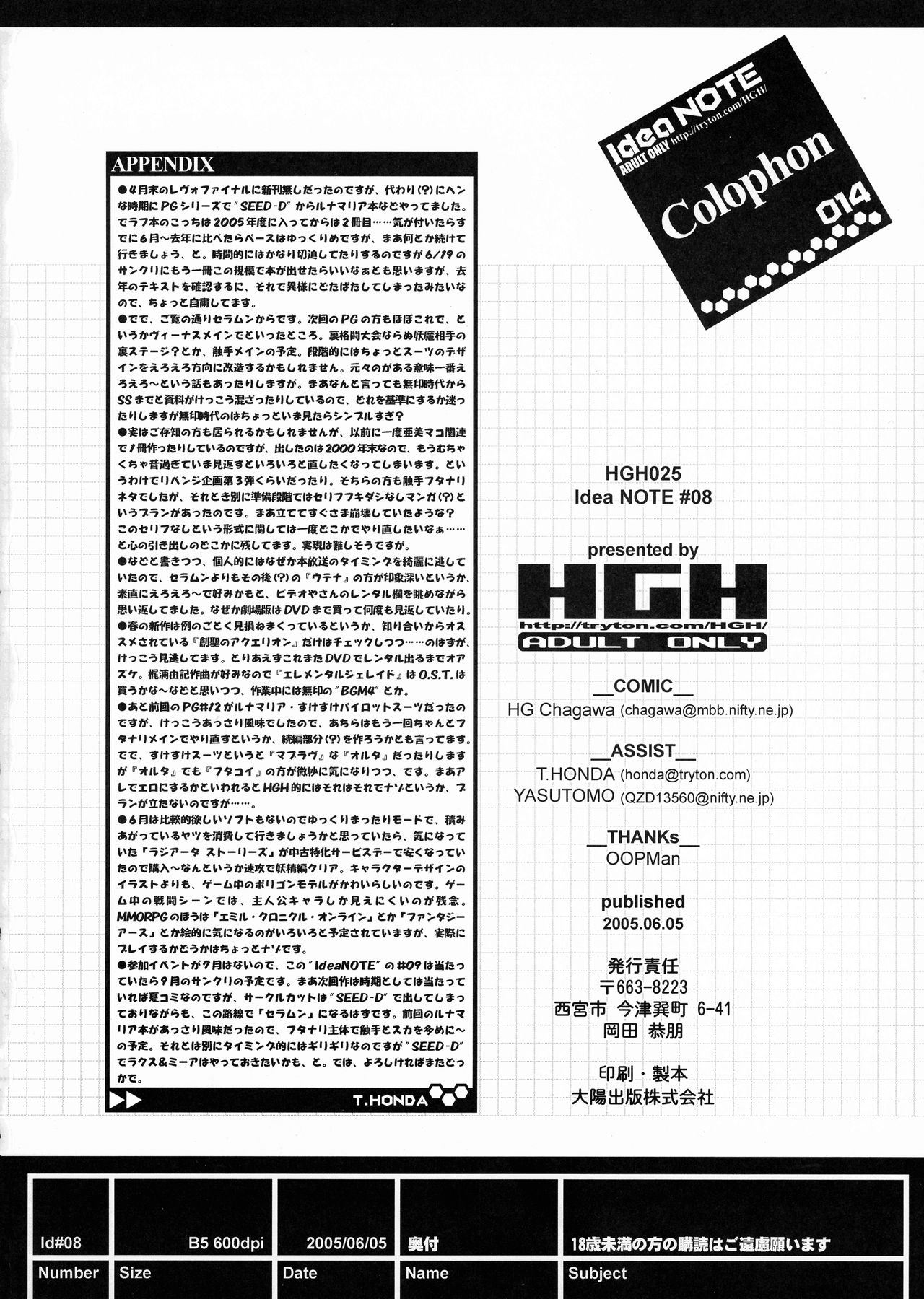 [HGH (HG茶川)] Idea NOTE #08 (美少女戦士セーラームーンシ)